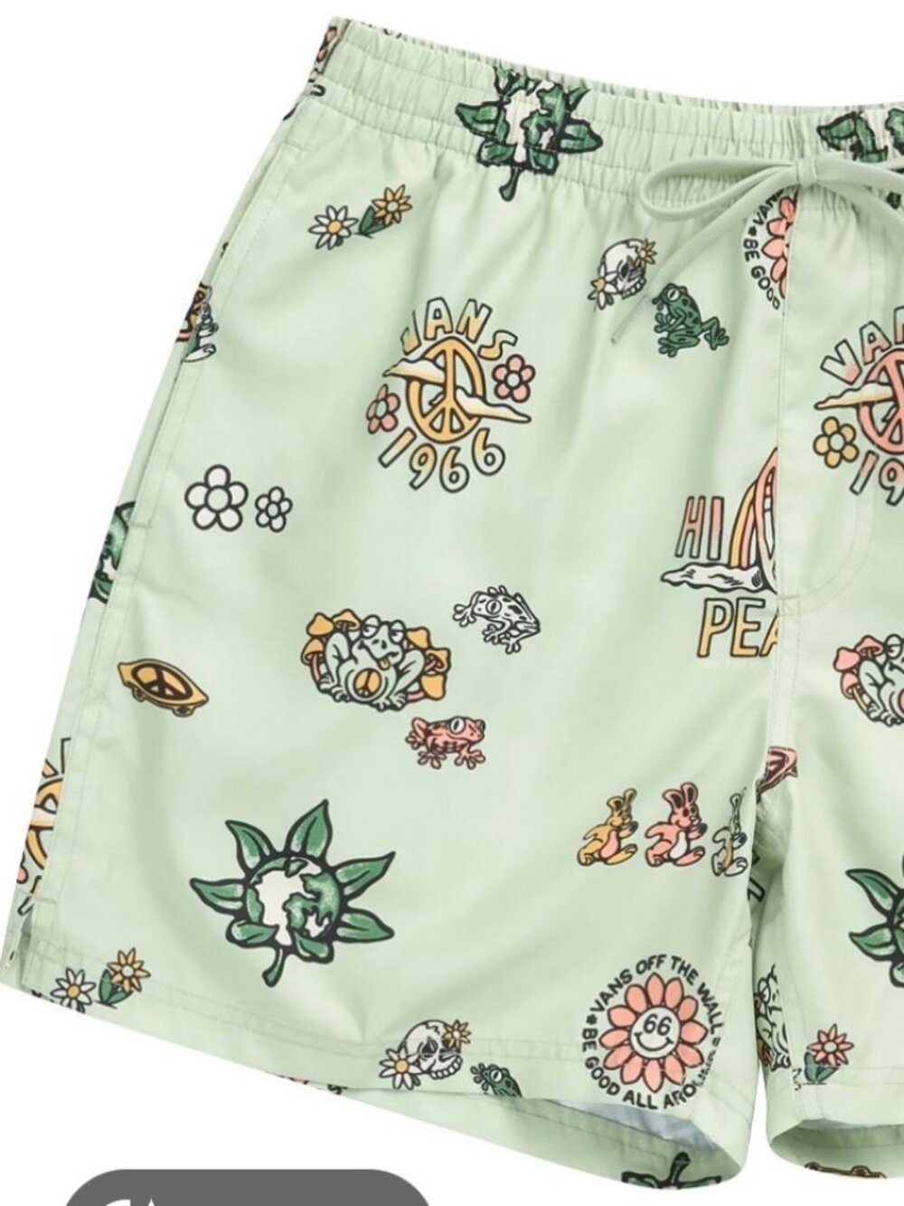 Van's Men's Size S Mixed Volley Swim Tunk Board Shorts Green Hippie Frogs Beach - Picture 9 of 9